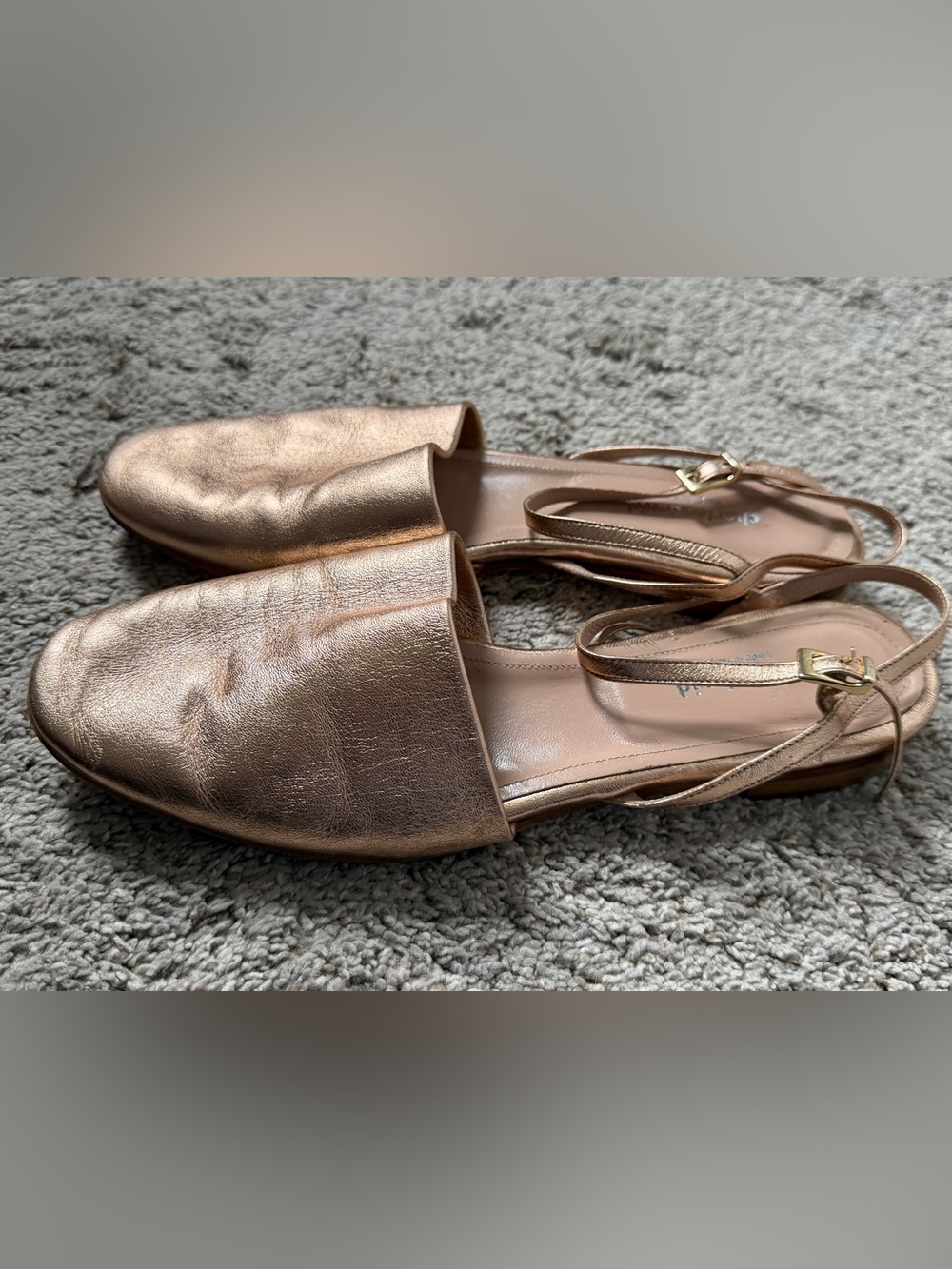 Charles David Mellow Rose Gold Slingback Mule Flats Size 40.5/10